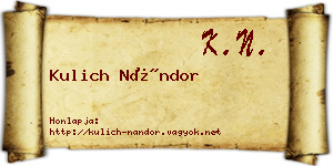 Kulich Nándor névjegykártya