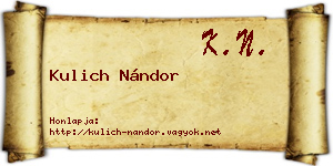 Kulich Nándor névjegykártya